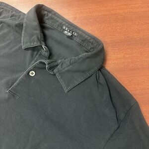 Theory Polo Shirt Mens Medium Black Bron B Cardasis Cotton Preppy Golf Slim FLAW